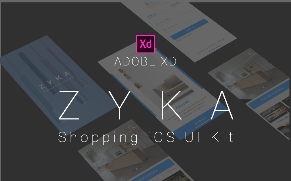 Download UI элементы "Zyka  - Shopping iOS UI Elements" / Zyka  - Shopping iOS UI Elements - UI элементы на тему графика xd adobe shopping prototype ios android interior home decors furniture kitchen kitchendesign