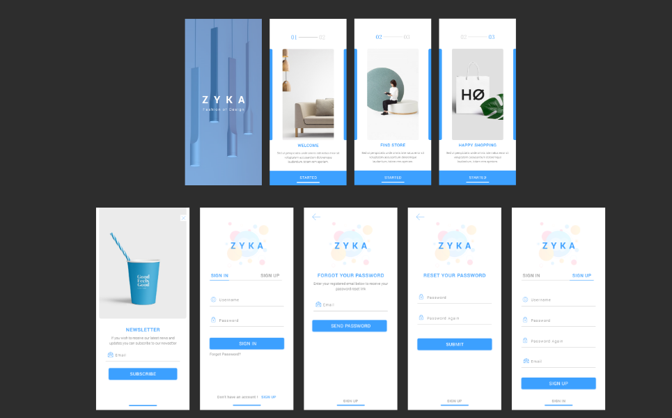 Download UI элементы "Zyka  - Shopping iOS UI Elements" / Zyka  - Shopping iOS UI Elements - UI элементы на тему графика xd adobe shopping prototype ios android interior home decors furniture kitchen kitchendesign