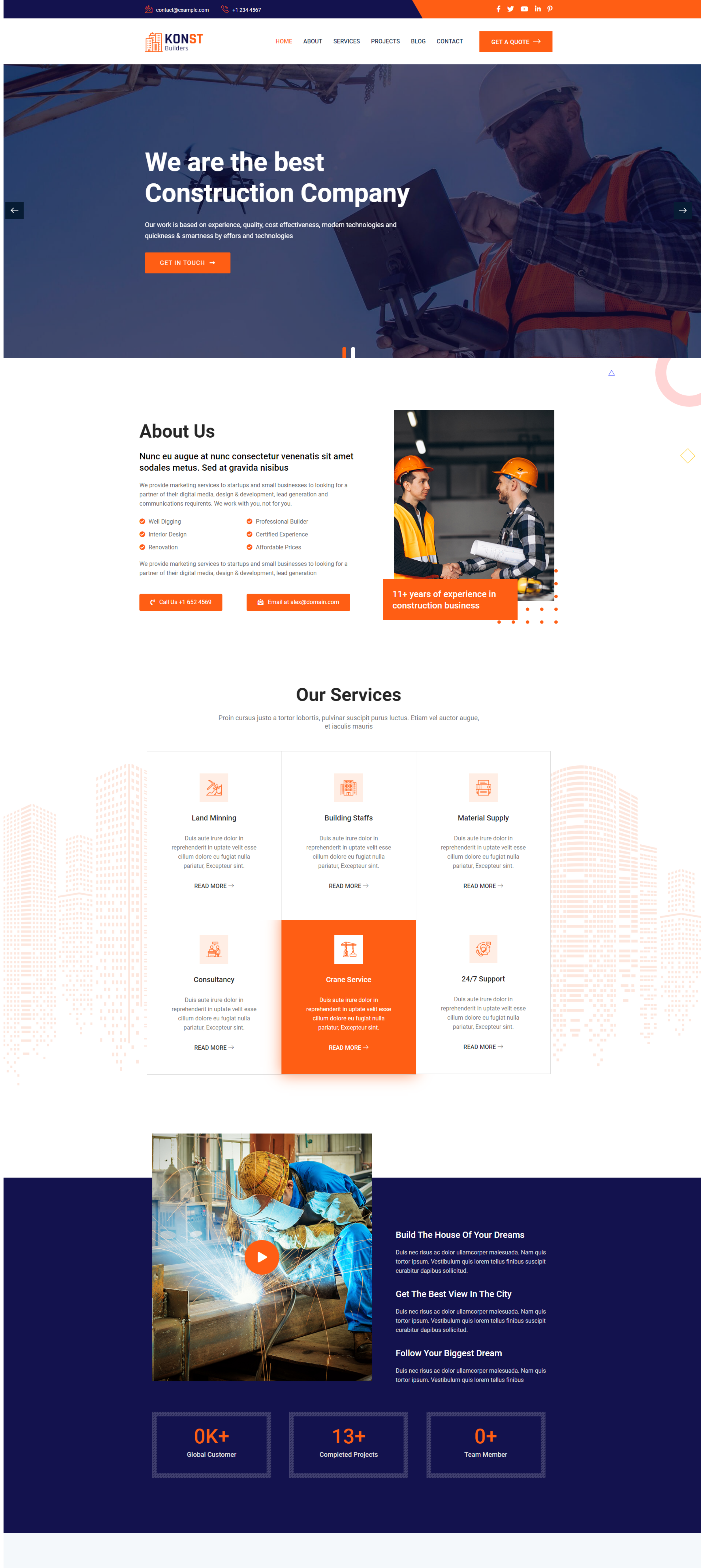 building and construction bootstrap wordpress elementor theme