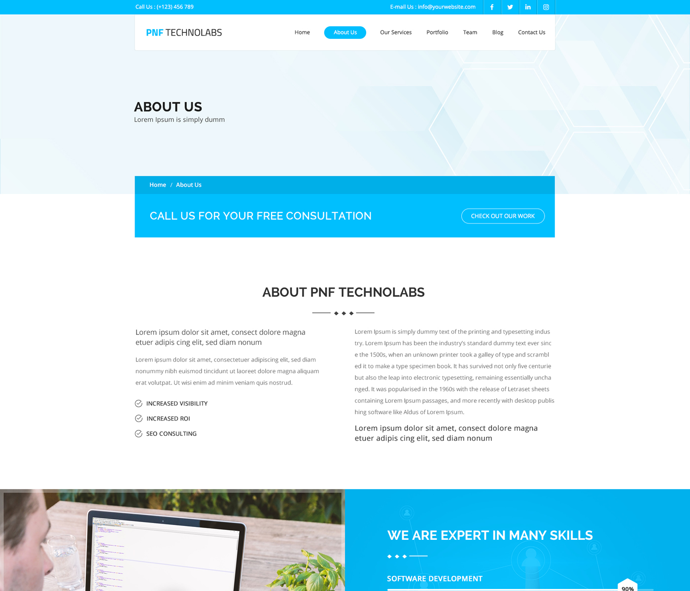 Download PSD шаблон "PNFTechnolabs - Technology PSD Template" / PNFTechnolabs - Technology PSD Template - PSD шаблон на тему графика agency business technology creative psd corporate template