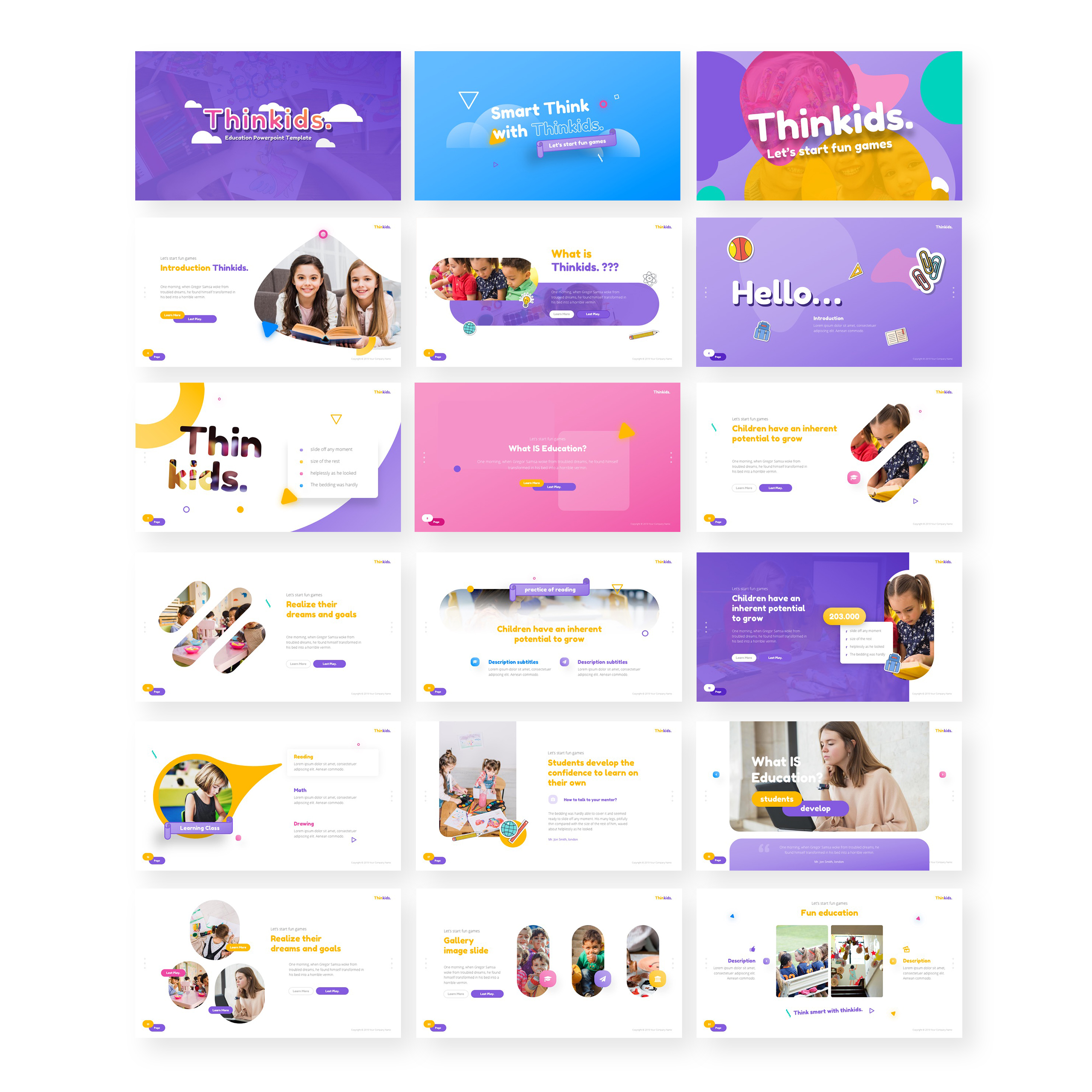 Thinkids - Fun Games & Education PowerPoint Template for $22 Within Powerpoint Template Games For Education