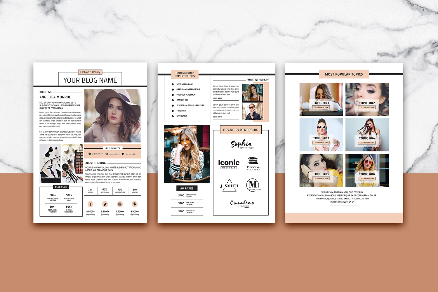 Download Фирменный стиль "Blogger Media Kit - Corporate Identity Template" / Blogger Media Kit - Corporate Identity Template - Фирменный стиль на тему графика media kit template fashion blog blogger press pitch deck photoshop social electronic marketing promoting advertising