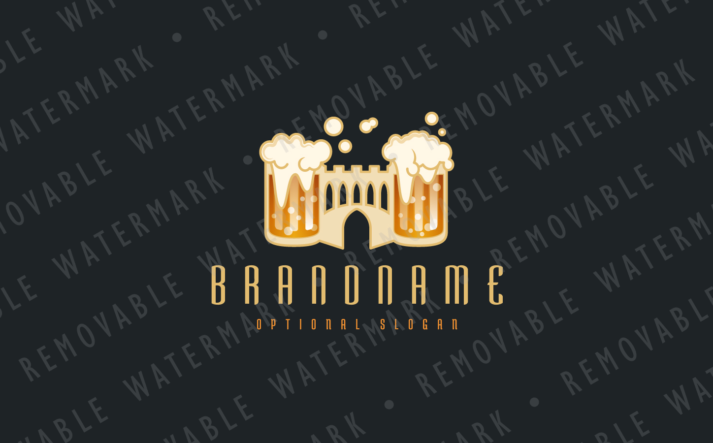 Download Шаблон логотипа "Beer Castle Logo Template" / Beer Castle Logo Template - Шаблон логотипа на тему графика castle gate drink beverage medieval alcohol fortress beer pub brew fort brewery watchtower restaurant bar kingdom tavern logo design template