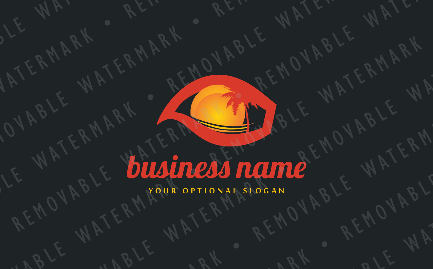 Download Шаблон логотипа "Destination Eye Logo Template" / Destination Eye Logo Template - Шаблон логотипа на тему графика eye wave travel ocean water coast resort sun shore vacation sunset beach sea exotic island destination surfing logo design template