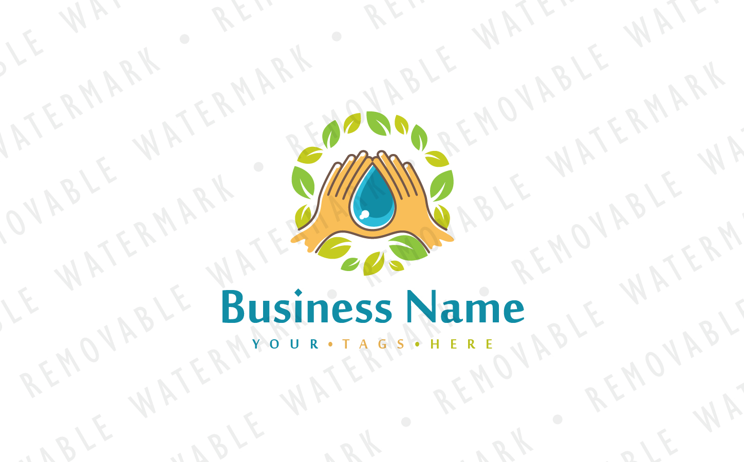 Download Шаблон логотипа "Gift of Water Logo Template" / Gift of Water Logo Template - Шаблон логотипа на тему графика circle energy leaf charity water natural hope help drop gift hand healing drink spa logo design template liquid earth magic