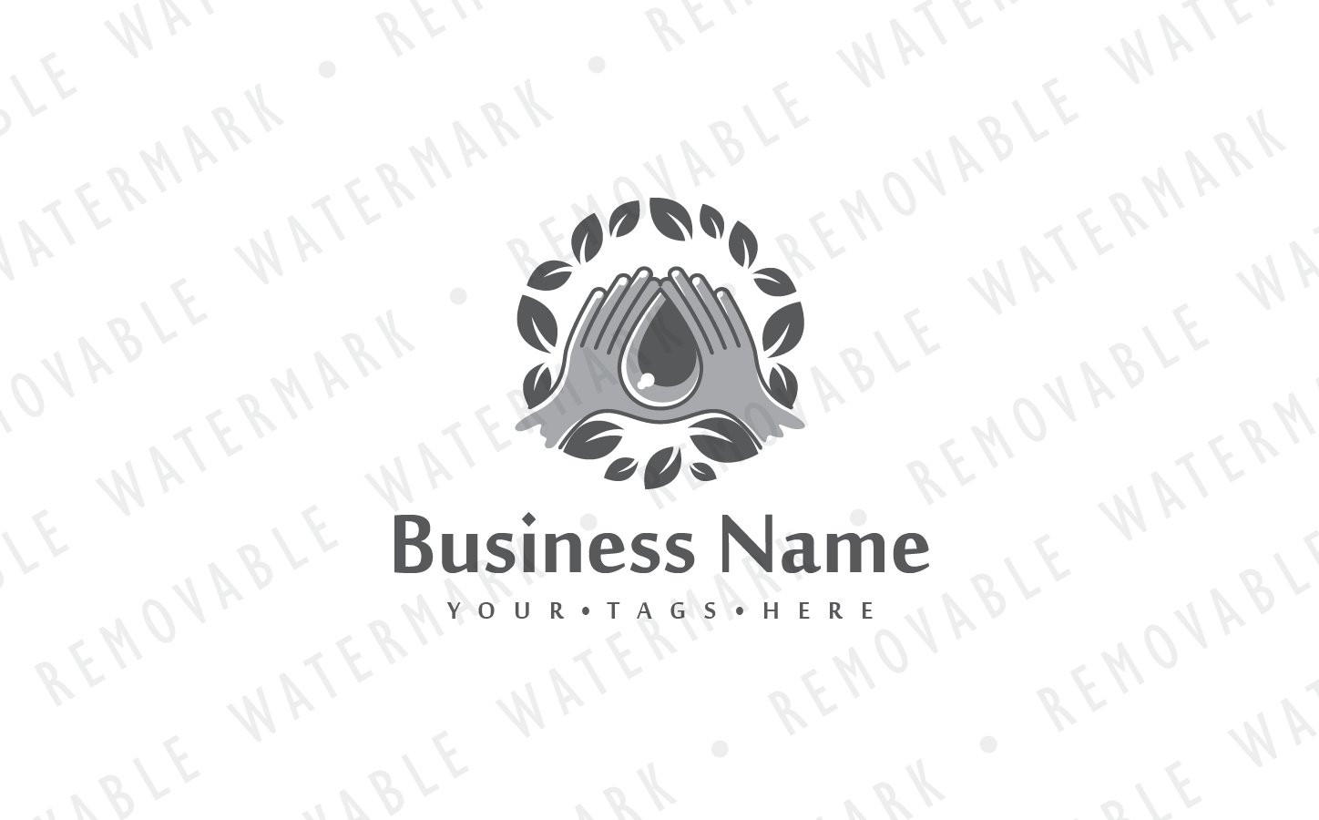 Download Шаблон логотипа "Gift of Water Logo Template" / Gift of Water Logo Template - Шаблон логотипа на тему графика circle energy leaf charity water natural hope help drop gift hand healing drink spa logo design template liquid earth magic