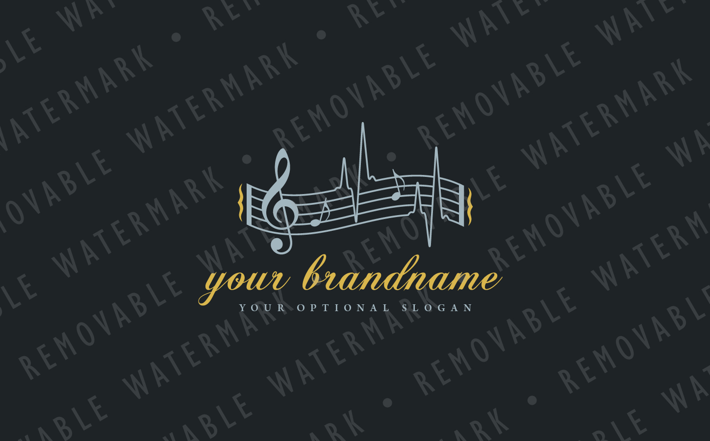 Download Шаблон логотипа "Heartbeat Music Logo Template" / Heartbeat Music Logo Template - Шаблон логотипа на тему графика sound music education musician heartbeat noise alive note rhythm sheet beat song voice composer recording logo design template audio melody