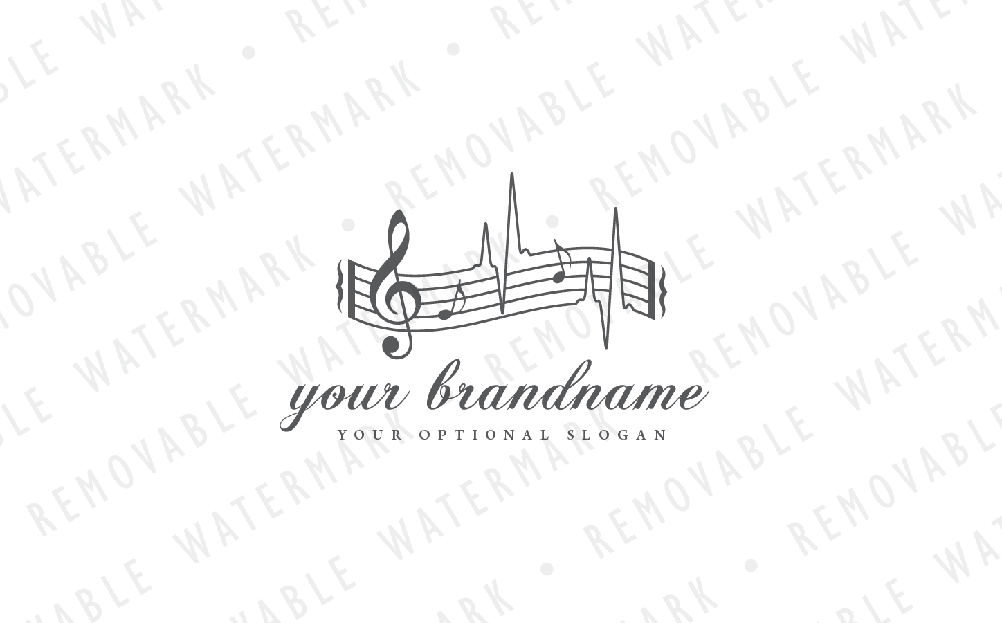 Download Шаблон логотипа "Heartbeat Music Logo Template" / Heartbeat Music Logo Template - Шаблон логотипа на тему графика sound music education musician heartbeat noise alive note rhythm sheet beat song voice composer recording logo design template audio melody