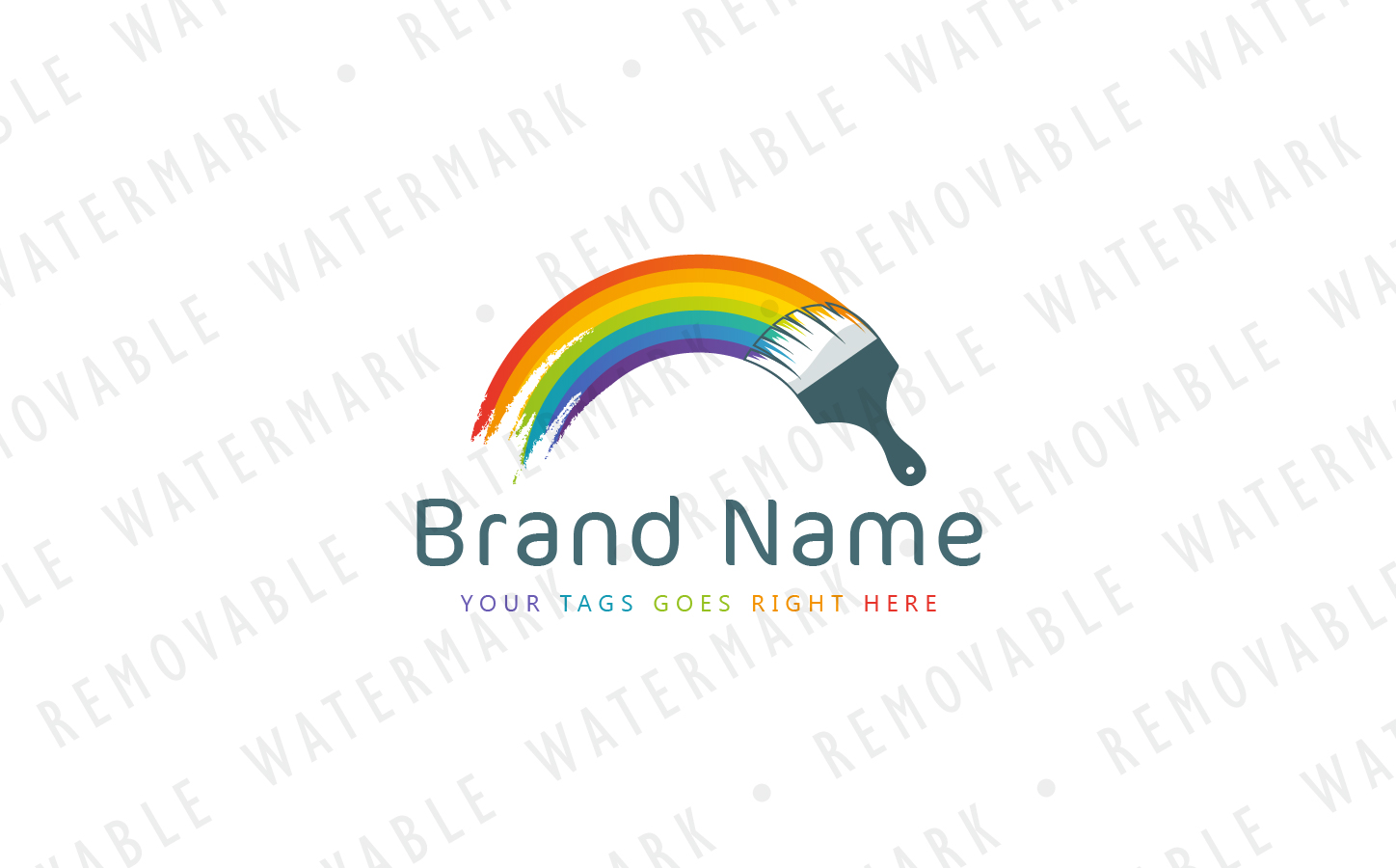 Download Шаблон логотипа "Painted Rainbow Logo Template" / Painted Rainbow Logo Template - Шаблон логотипа на тему графика house art creative bridge happy colorful print rainbow splash artist playful brush paint arc painting spectrum tool logo design template