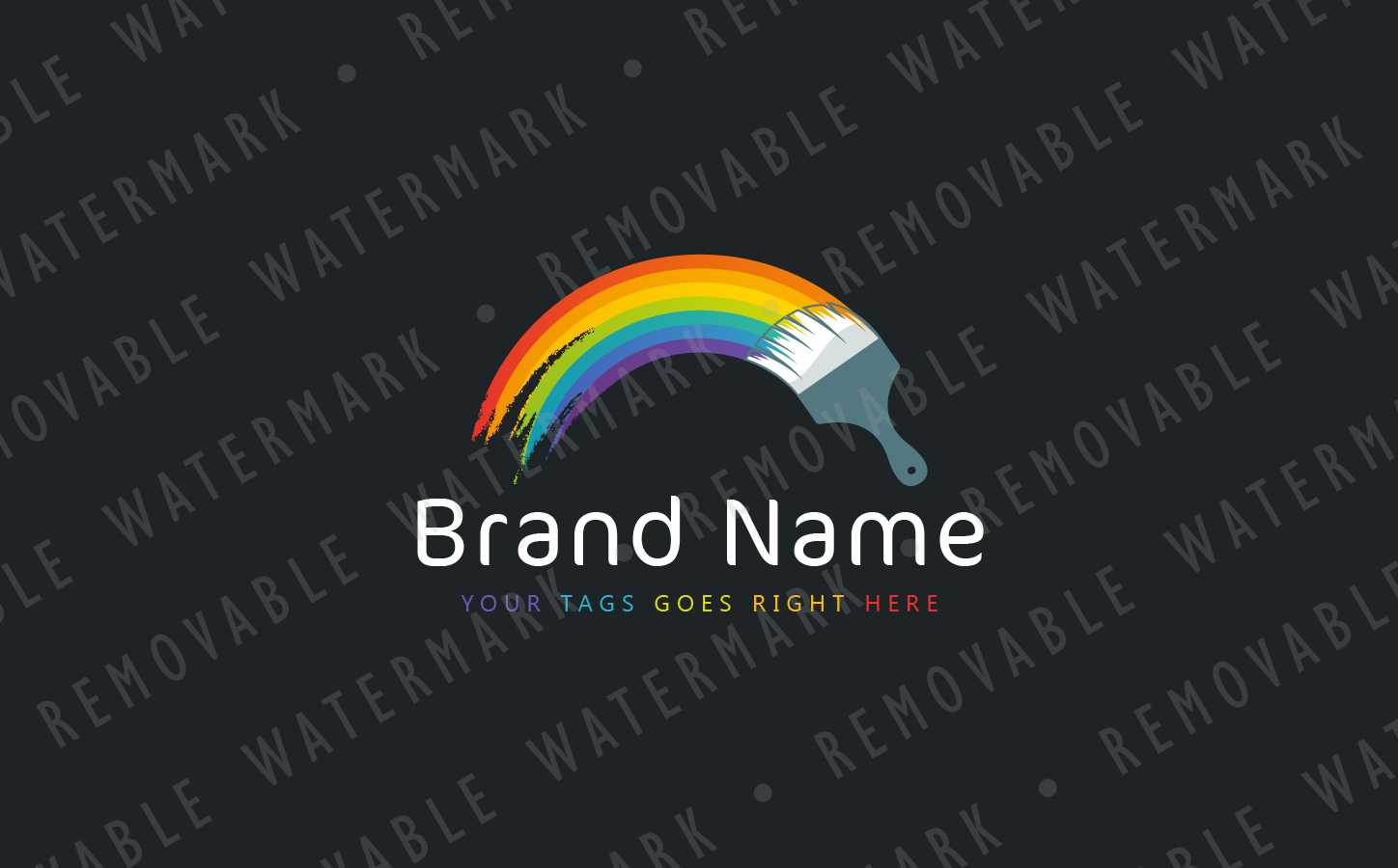 Download Шаблон логотипа "Painted Rainbow Logo Template" / Painted Rainbow Logo Template - Шаблон логотипа на тему графика house art creative bridge happy colorful print rainbow splash artist playful brush paint arc painting spectrum tool logo design template