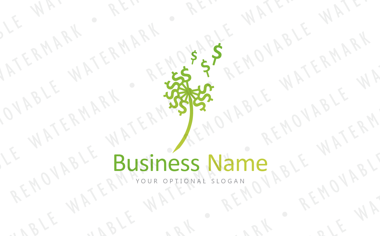 Download Шаблон логотипа "Blowing Money Dandelion Logo Template" / Blowing Money Dandelion Logo Template - Шаблон логотипа на тему графика commerce finance flower money cash dandelion seed pollen release spread bucks multiply share source funding investing logo design template support