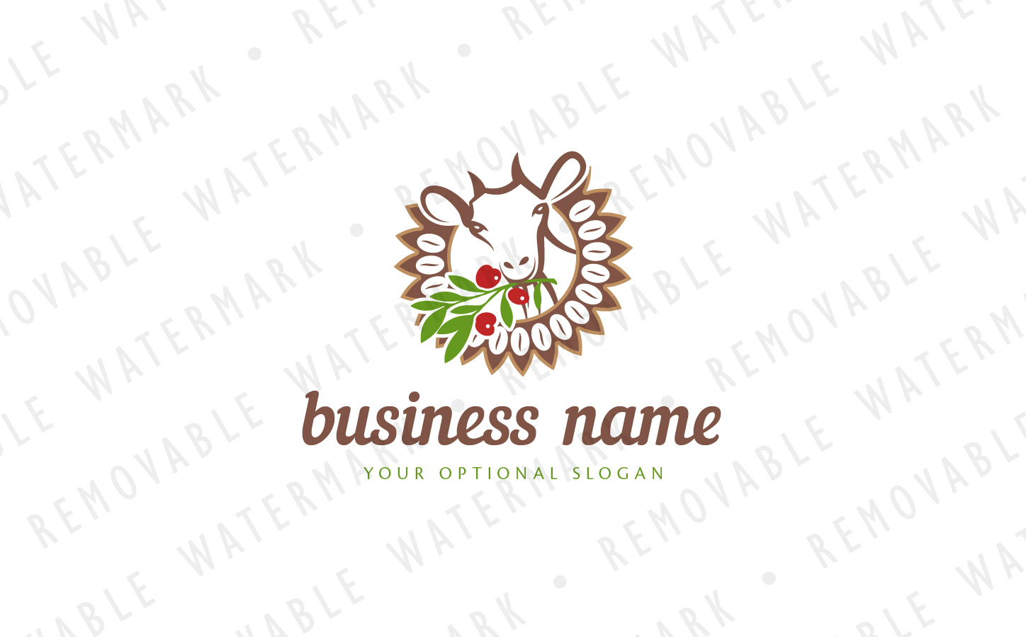 Download Шаблон логотипа "Goat & Coffee Branch Logo Template" / Goat & Coffee Branch Logo Template - Шаблон логотипа на тему графика leaf bean coffee drink branch emblem goat legend kaldi goatherd caf&amp;atilde;&amp;copy; beverage logo design template restaurant aroma natural organic farm