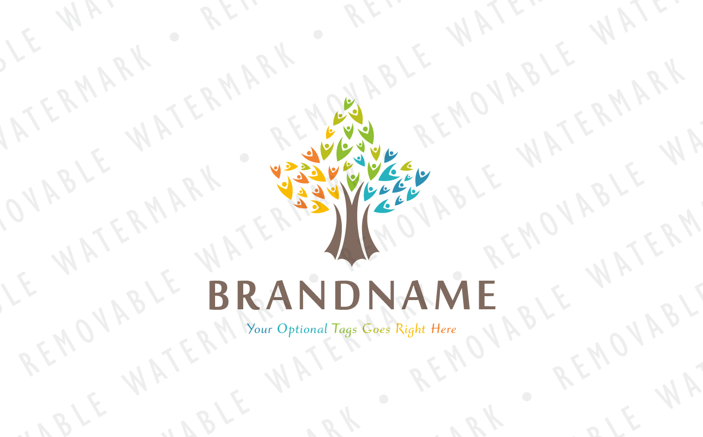 Download Шаблон логотипа "Tree of Souls Logo Template" / Tree of Souls Logo Template - Шаблон логотипа на тему графика community tree leaf people cross colorful hope human soul logo design template cooperation maple park dating social beauty art healthy