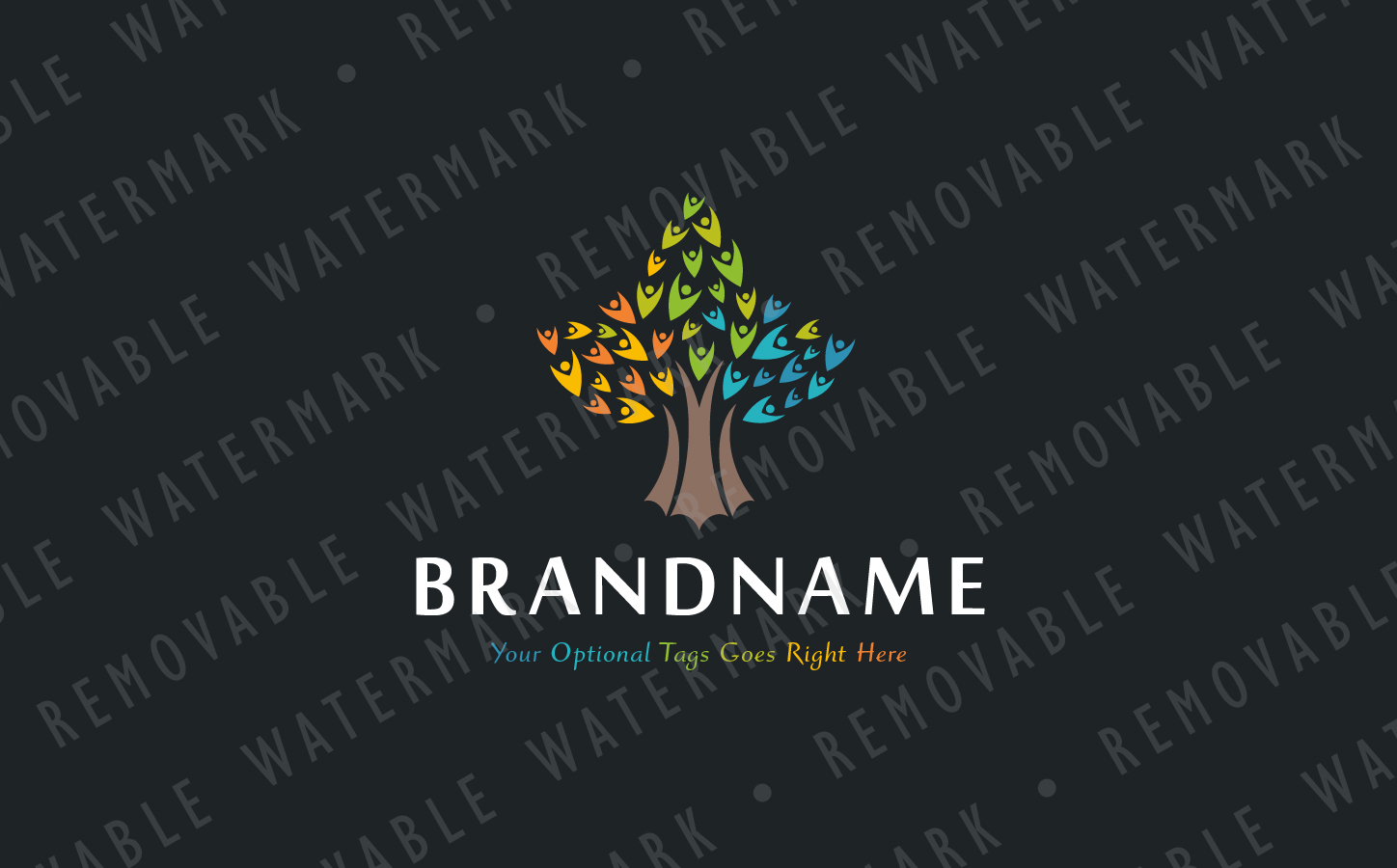 Download Шаблон логотипа "Tree of Souls Logo Template" / Tree of Souls Logo Template - Шаблон логотипа на тему графика community tree leaf people cross colorful hope human soul logo design template cooperation maple park dating social beauty art healthy