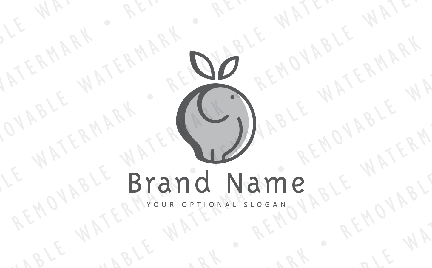 Download Шаблон логотипа "Elephant Fruit Logo Template" / Elephant Fruit Logo Template - Шаблон логотипа на тему графика food elephant fruit apple citrus diet nutrition vitamin healthy eat natural logo design template vitality organic slim fitness farm vigor