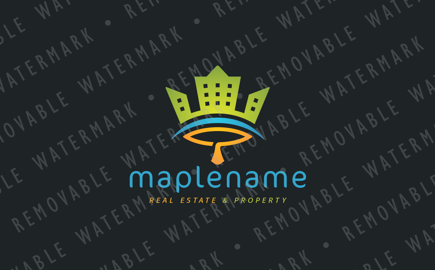 Download Шаблон логотипа "Maple Leaf Town Logo Template" / Maple Leaf Town Logo Template - Шаблон логотипа на тему графика real estate realty canada maple leaf town city house crown urban building property investing construction logo design template landscaping kingdom