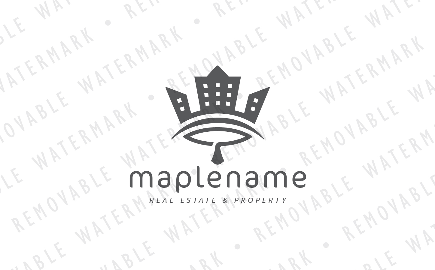 Download Шаблон логотипа "Maple Leaf Town Logo Template" / Maple Leaf Town Logo Template - Шаблон логотипа на тему графика real estate realty canada maple leaf town city house crown urban building property investing construction logo design template landscaping kingdom