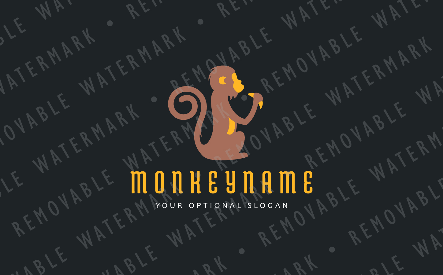 Download Шаблон логотипа "Sitting Monkey Logo Template" / Sitting Monkey Logo Template - Шаблон логотипа на тему графика animal monkey ape banana jungle relaxation eat hungry smart idea playfulness energy intelligence logo design template swiftness entertainment zoo veterinary