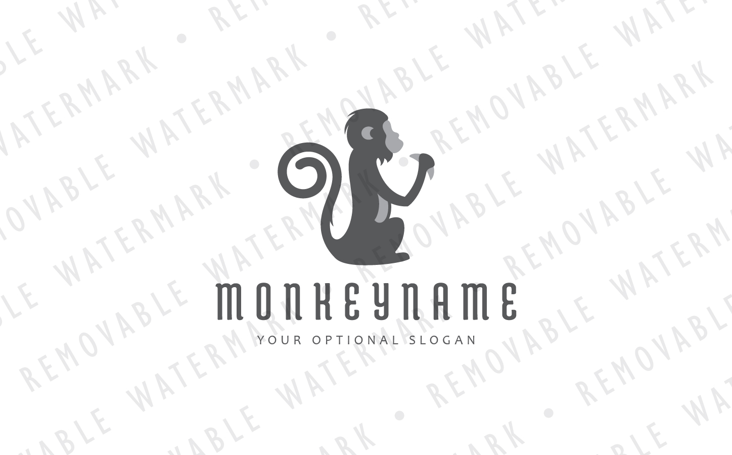 Download Шаблон логотипа "Sitting Monkey Logo Template" / Sitting Monkey Logo Template - Шаблон логотипа на тему графика animal monkey ape banana jungle relaxation eat hungry smart idea playfulness energy intelligence logo design template swiftness entertainment zoo veterinary