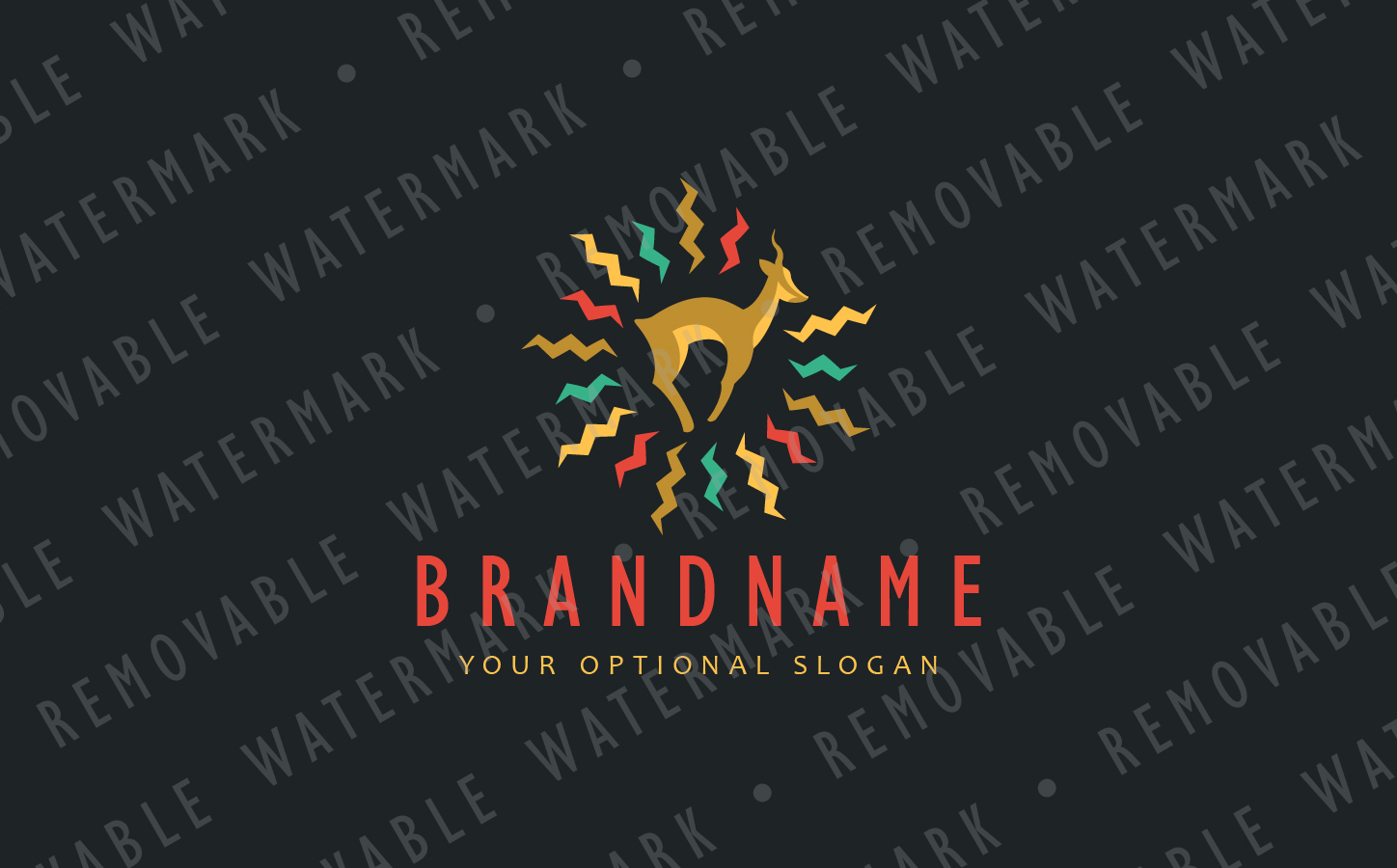 Download Шаблон логотипа "Springbok Sun Logo Template" / Springbok Sun Logo Template - Шаблон логотипа на тему графика animal springbok antelope gazelle sun energy africa wild warm agility logo design template zoo safari lightning travel resort photographer outdoor