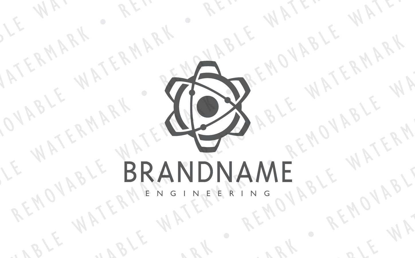 Download Шаблон логотипа "Cogwheel Atom Logo Template" / Cogwheel Atom Logo Template - Шаблон логотипа на тему графика atom science cogwheel energy quantum gear engine physics nuclear cog engineering research lab power technology logo design template media video