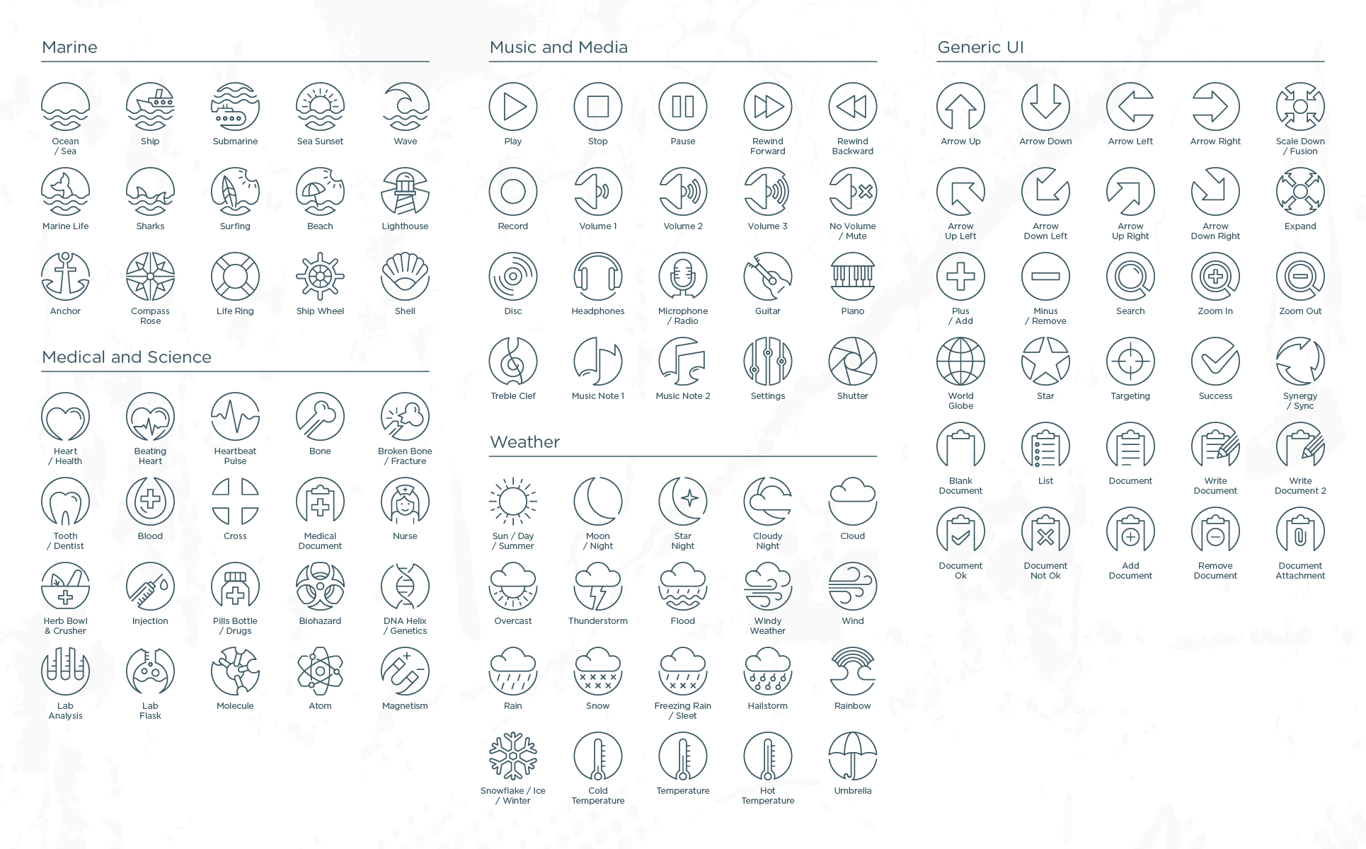 Download Набор иконок "Circularity - Circle Line Icons Set" / Circularity - Circle Line Icons Set - Набор иконок на тему графика icons set collection bundle web mobile circle business finance people food energy space weather technology travel medical science media marine
