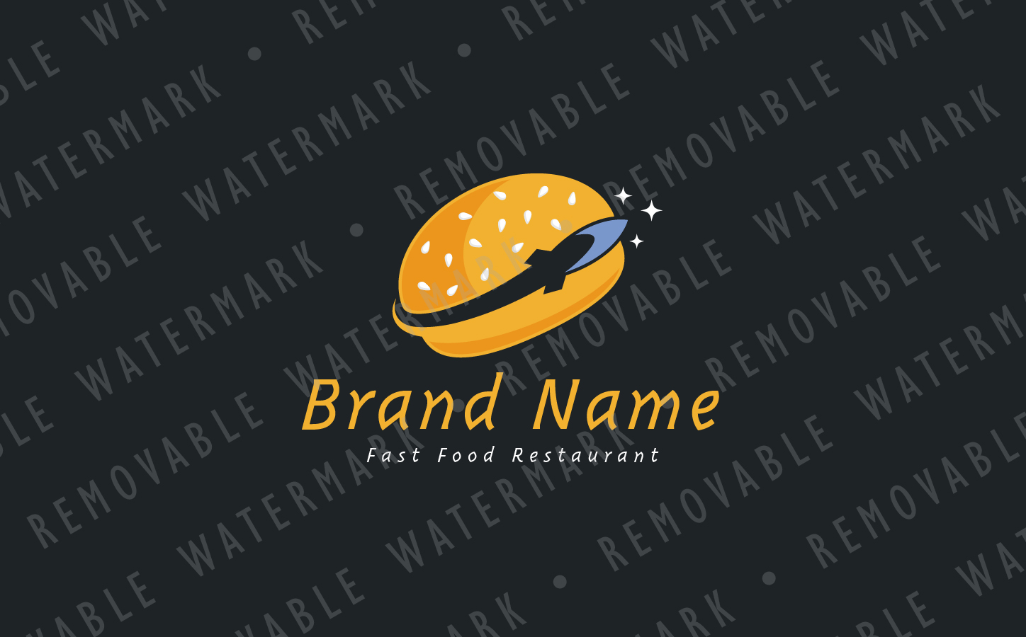 Download Шаблон логотипа "Rocket Burger Logo Template" / Rocket Burger Logo Template - Шаблон логотипа на тему графика food rocket burger eat fast speed space exploration creative retro bread roll planet restaurant bistro travel logo design template bakery