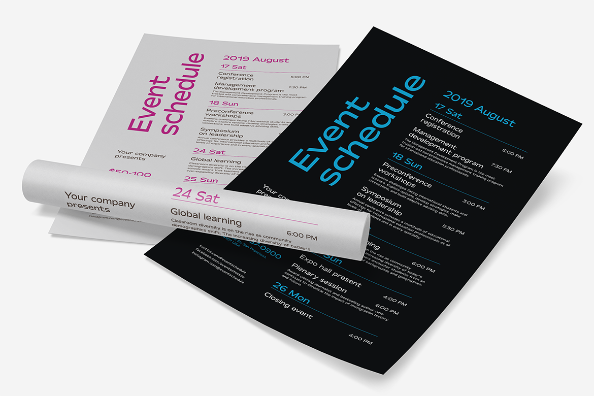 Download Фирменный стиль "Schedule Event Poster - Corporate Identity Template" / Schedule Event Poster - Corporate Identity Template - Фирменный стиль на тему графика event poster template vector schedule program time date table month ticket price performance flyer timing timetable timeline print typography