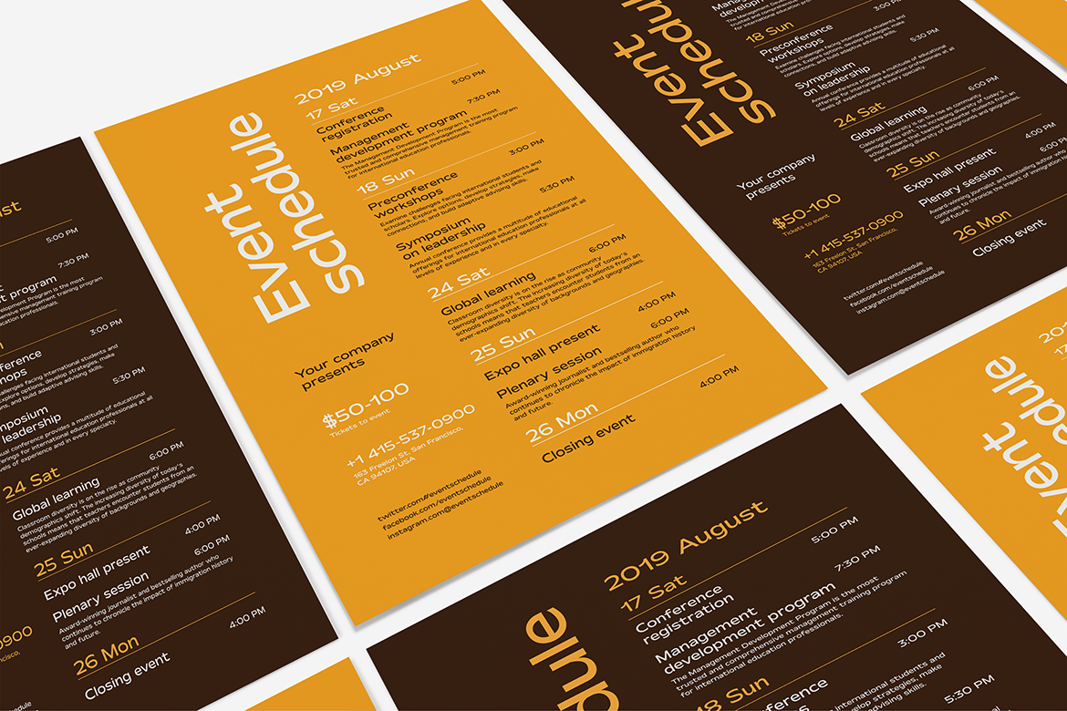 Download Фирменный стиль "Schedule Event Poster - Corporate Identity Template" / Schedule Event Poster - Corporate Identity Template - Фирменный стиль на тему графика event poster template vector schedule program time date table month ticket price performance flyer timing timetable timeline print typography