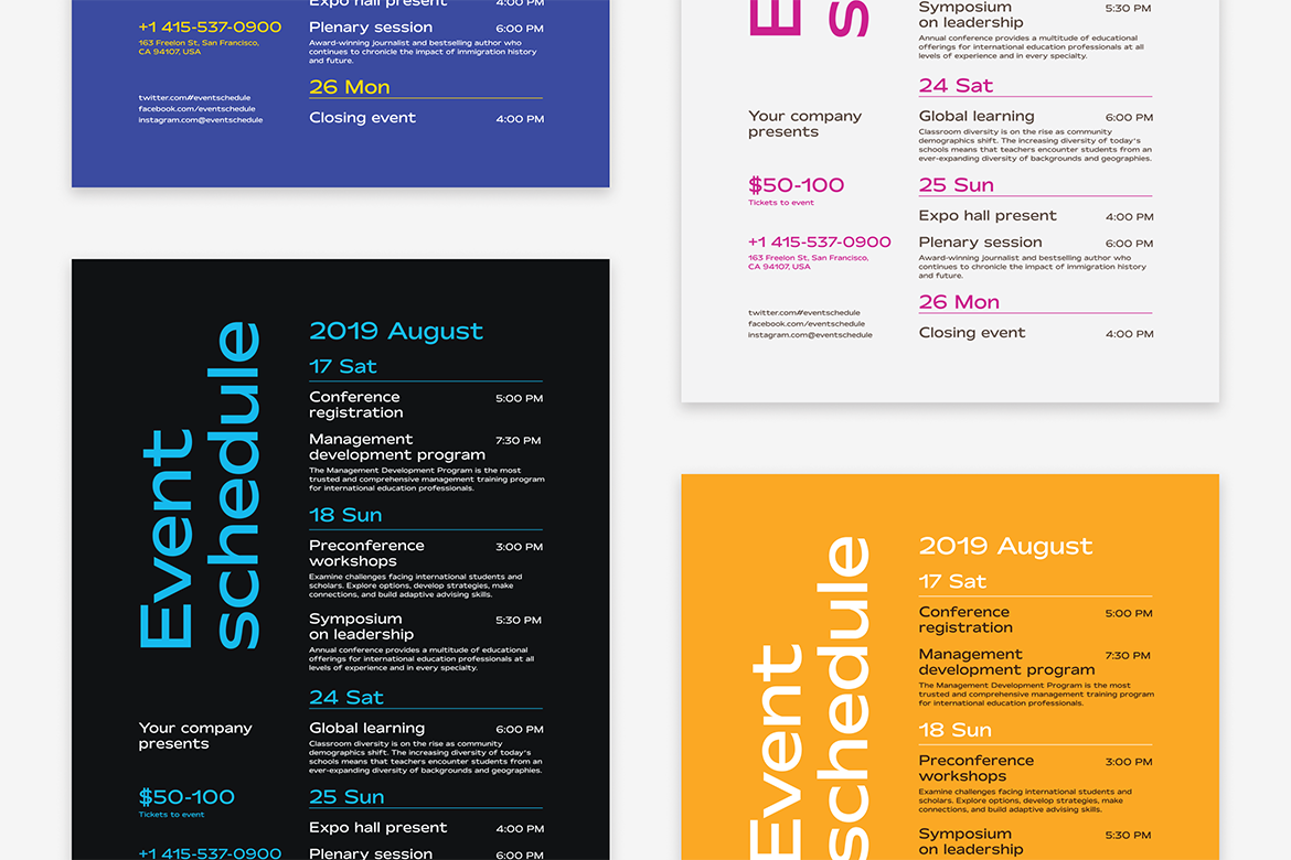 Download Фирменный стиль "Schedule Event Poster - Corporate Identity Template" / Schedule Event Poster - Corporate Identity Template - Фирменный стиль на тему графика event poster template vector schedule program time date table month ticket price performance flyer timing timetable timeline print typography