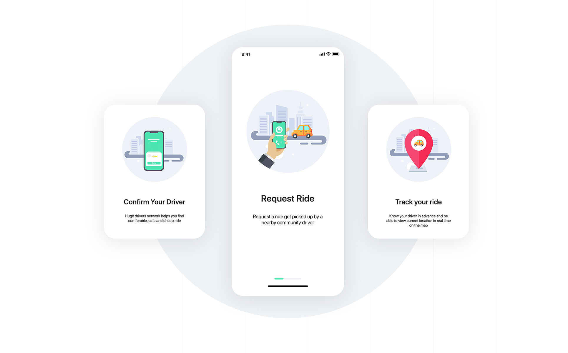 Download UI элементы "Taxi Booking App UI Kit " / Taxi Booking App UI Kit  - UI элементы на тему графика driver app taxi ui map tracking booking flat interface ios material social kit aber uber passenger car cab mobile