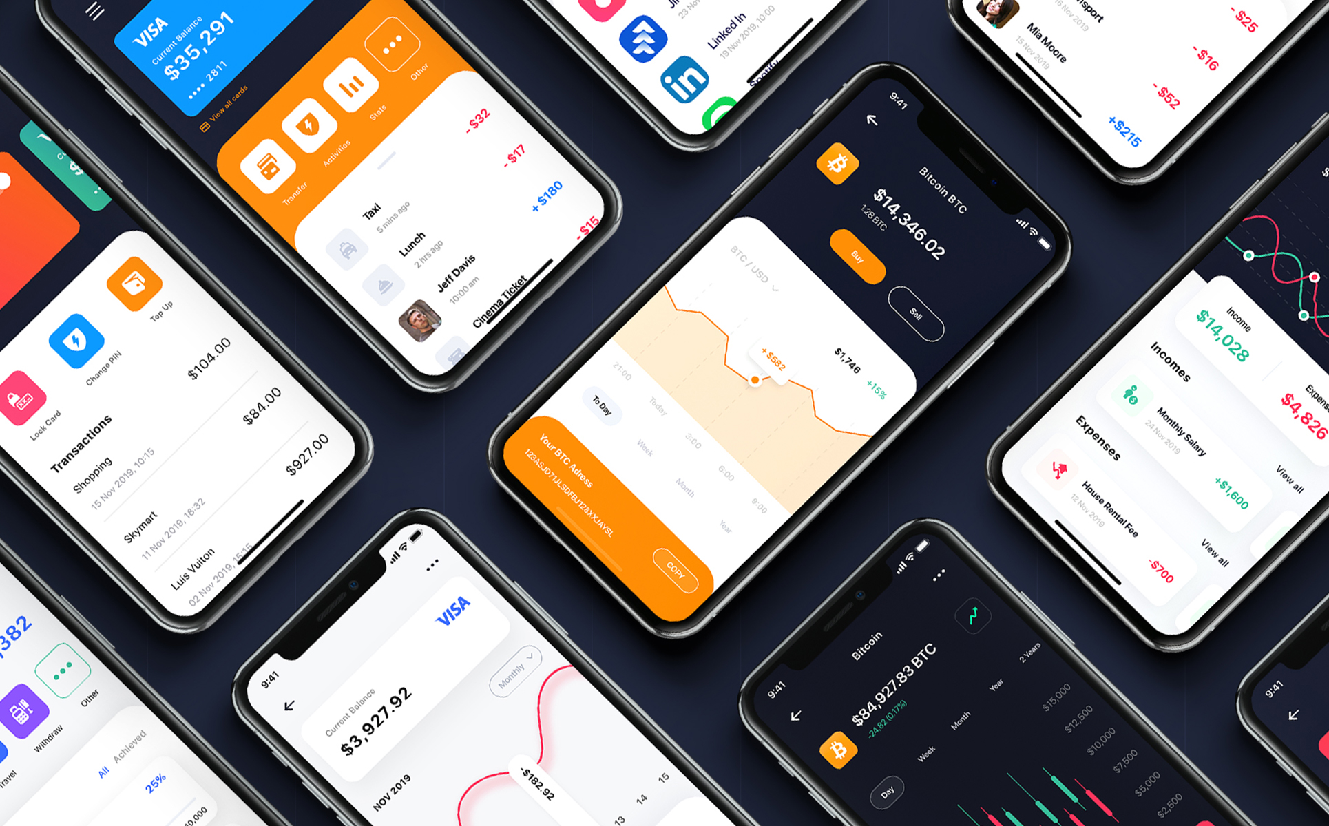 Download UI элементы "Curium - Financial UI Kit " / Curium - Financial UI Kit  - UI элементы на тему графика app ui social statistics articles interface ios material kit mobile profile tracking bank finance secure payment dashboard wallet