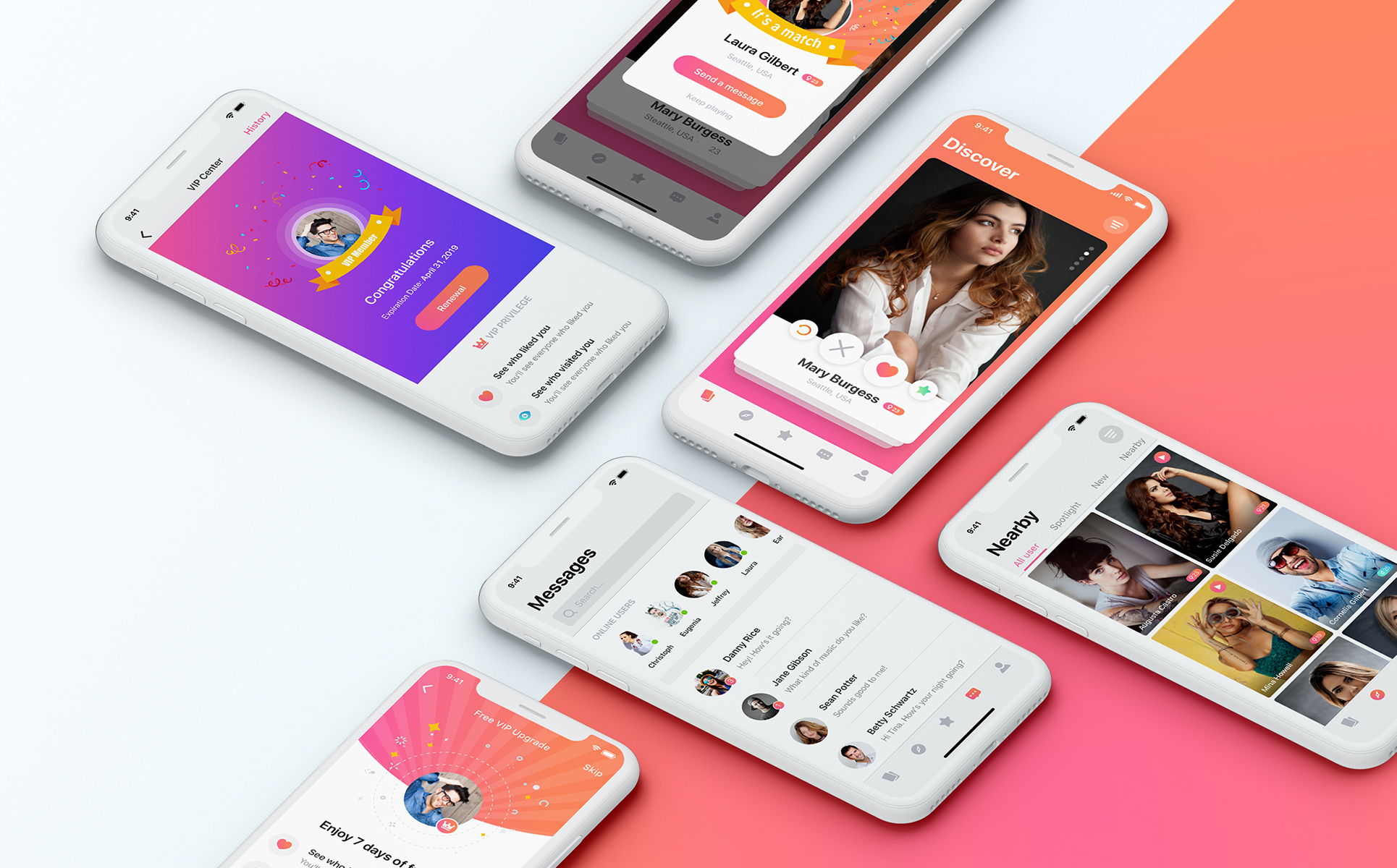 Download UI элементы "MIGO Dating Mobile UI Kit " / MIGO Dating Mobile UI Kit  - UI элементы на тему графика app ui dating meet flat chat swipe interface iphonex kit mobile ios11 friend social badoo tinder migo match