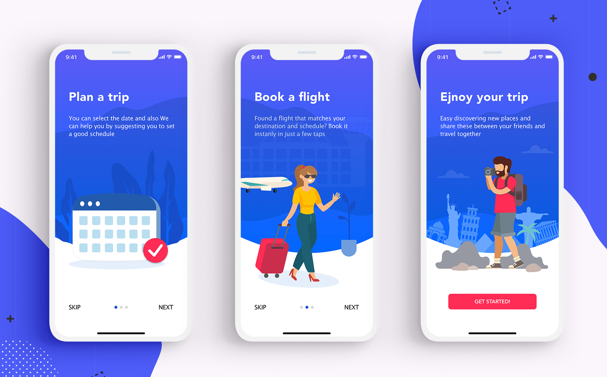 Download UI элементы "EasyGo - Travel App UI Kit " / EasyGo - Travel App UI Kit  - UI элементы на тему графика app ui travel chat interface kit mobile login sign up checkout booking search vacation holiday trip calendar travelling theme template