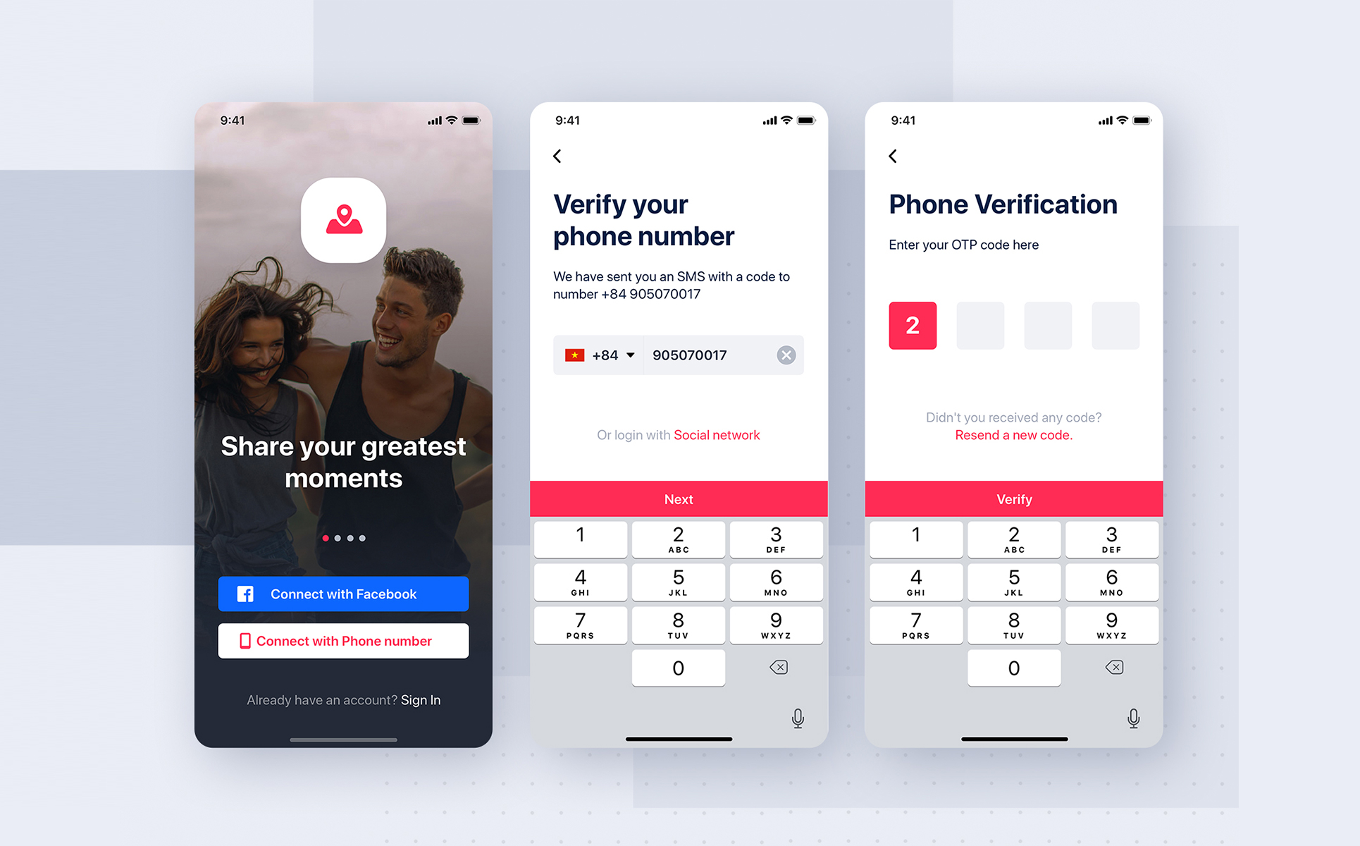 Download UI элементы "Jazam - Social mobile app UI Kit " / Jazam - Social mobile app UI Kit  - UI элементы на тему графика social signup profile ui mobile kit dating message chat feed stream live app theme template ios iphone network podcast streamer