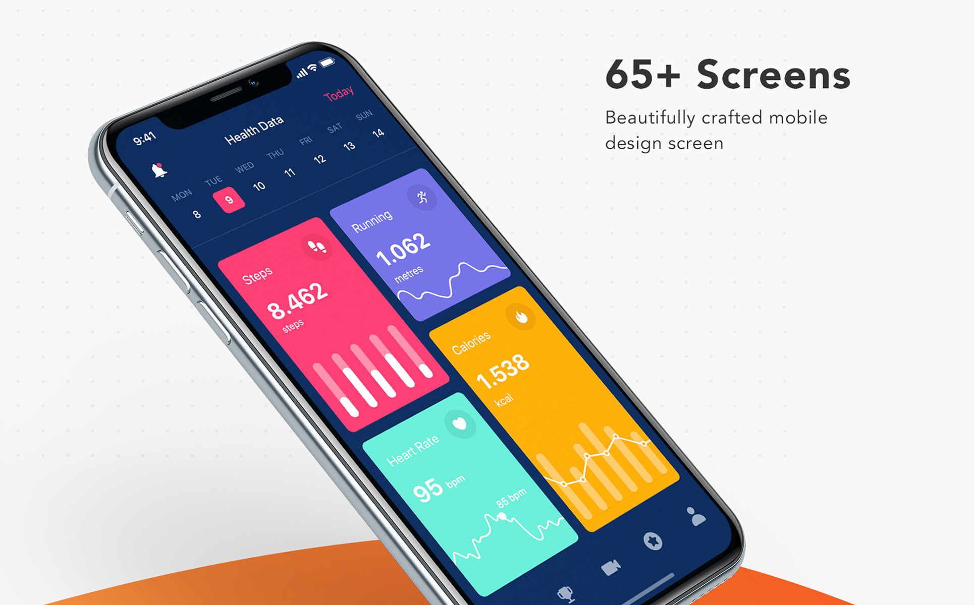 Download UI элементы "Caser UI Kit " / Caser UI Kit  - UI элементы на тему графика app ui social statistics articles interface ios material kit mobile login sign up profile map tracking menu on boarding