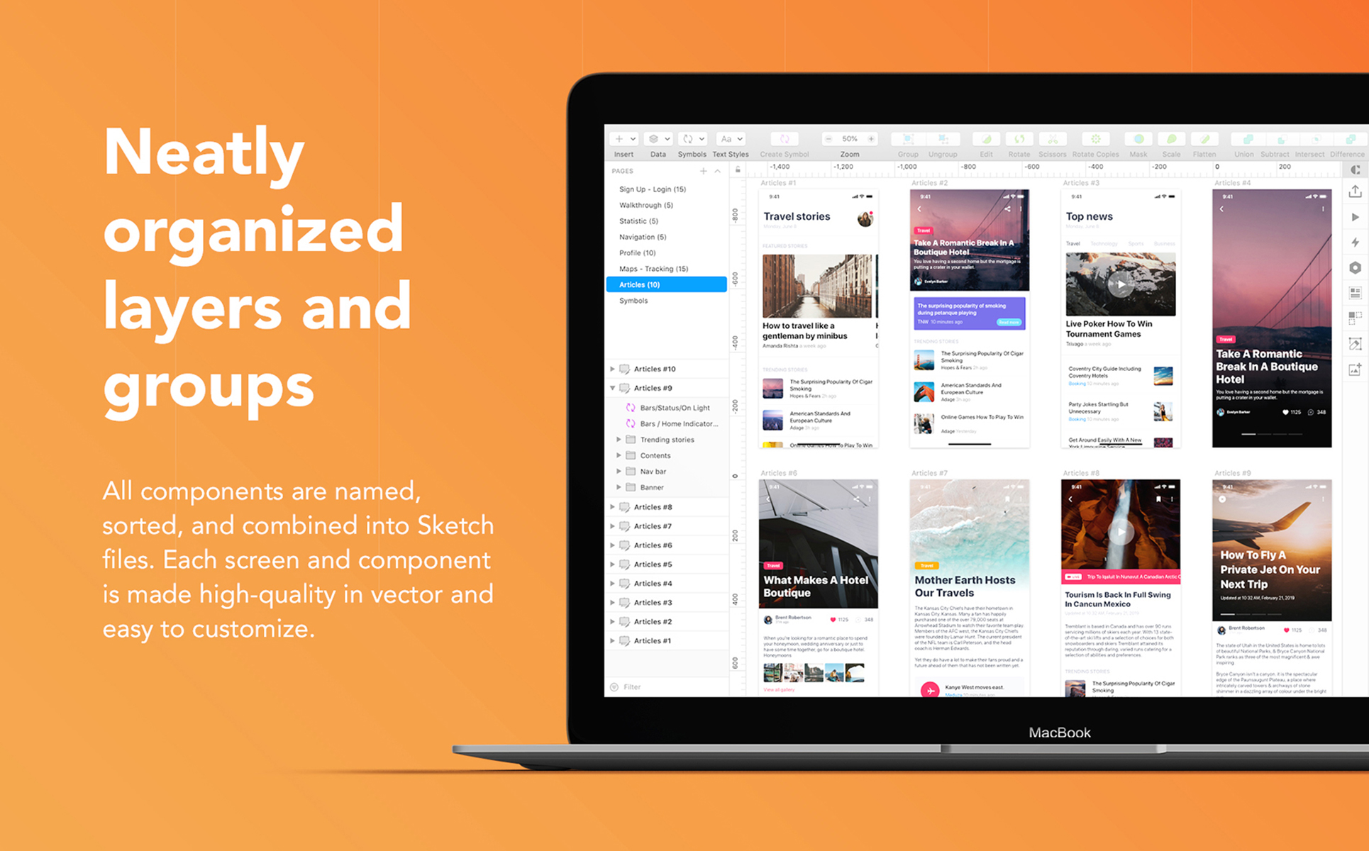 Download UI элементы "Caser UI Kit " / Caser UI Kit  - UI элементы на тему графика app ui social statistics articles interface ios material kit mobile login sign up profile map tracking menu on boarding