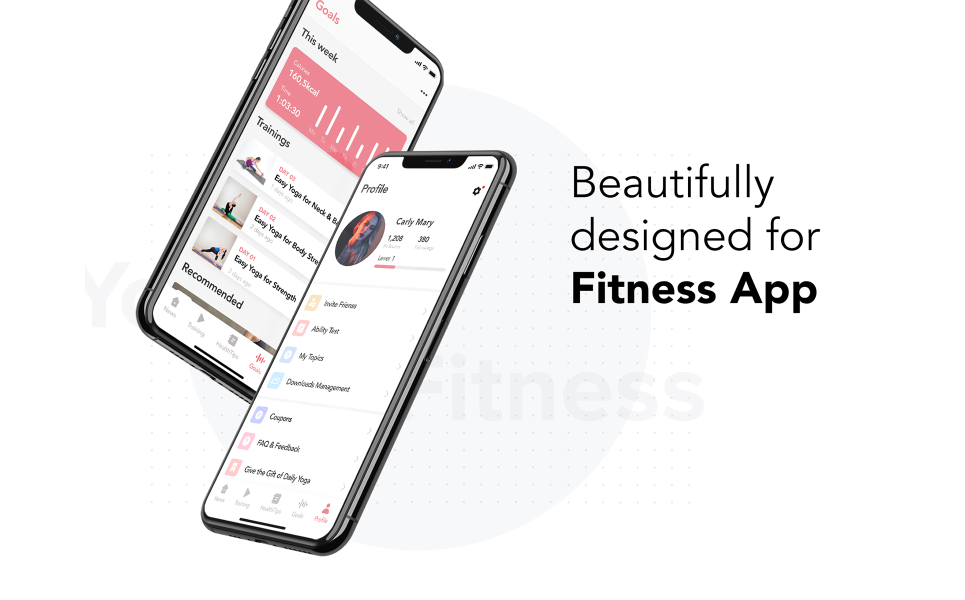 Download UI элементы "Yoga Fitness Mobile App UI Kit " / Yoga Fitness Mobile App UI Kit  - UI элементы на тему графика yoga fitness sport gym beauty healthy app ui social statistics articles interface ios material kit mobile login sign up profile