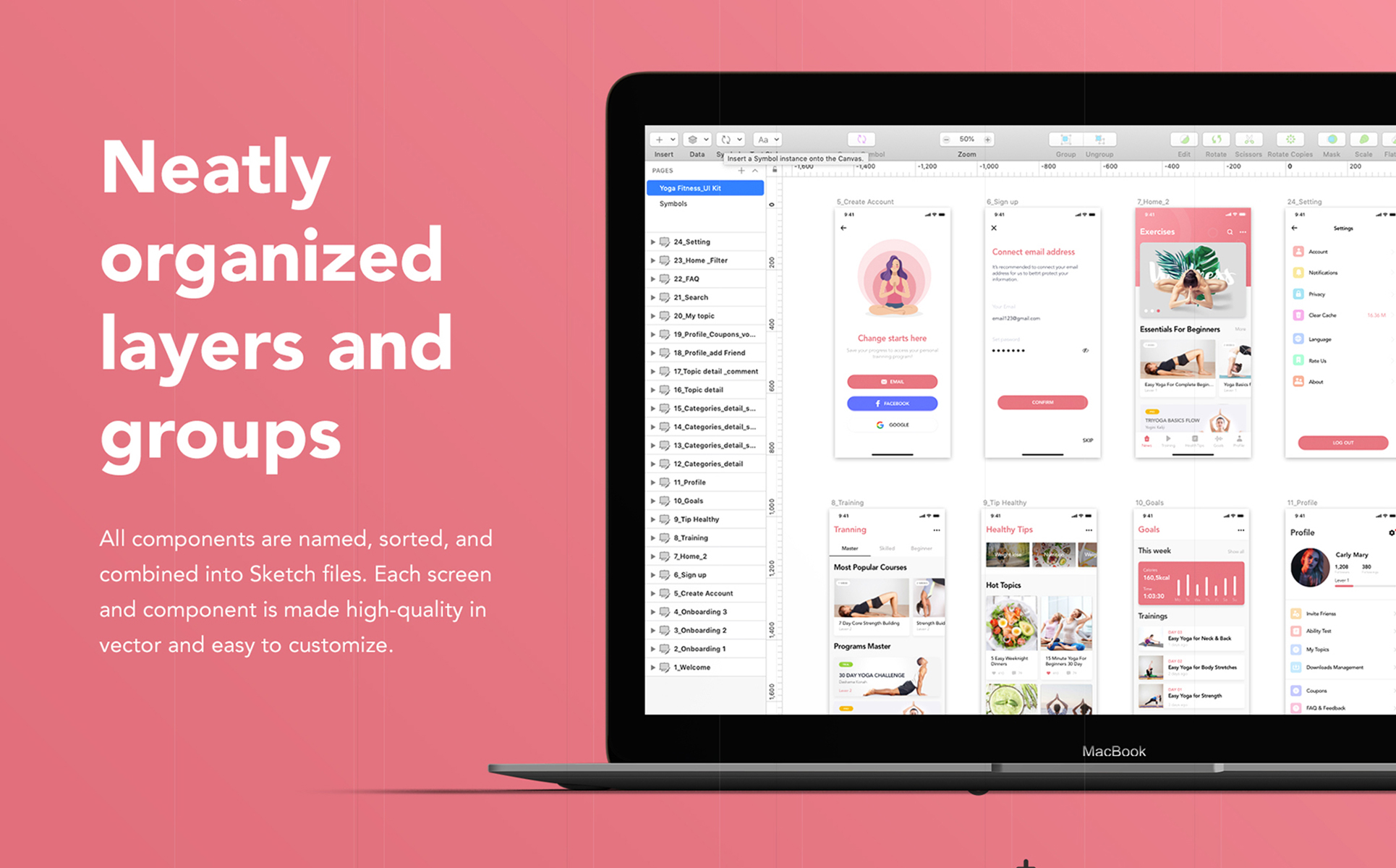Download UI элементы "Yoga Fitness Mobile App UI Kit " / Yoga Fitness Mobile App UI Kit  - UI элементы на тему графика yoga fitness sport gym beauty healthy app ui social statistics articles interface ios material kit mobile login sign up profile