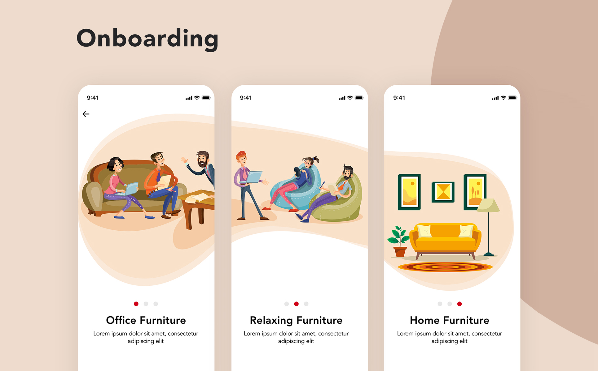 Download UI элементы "Furniture Design UI Kit " / Furniture Design UI Kit  - UI элементы на тему графика ui kit ios app material concept android furniture shop ecommerce e-shop shopping mobile theme template uikit store