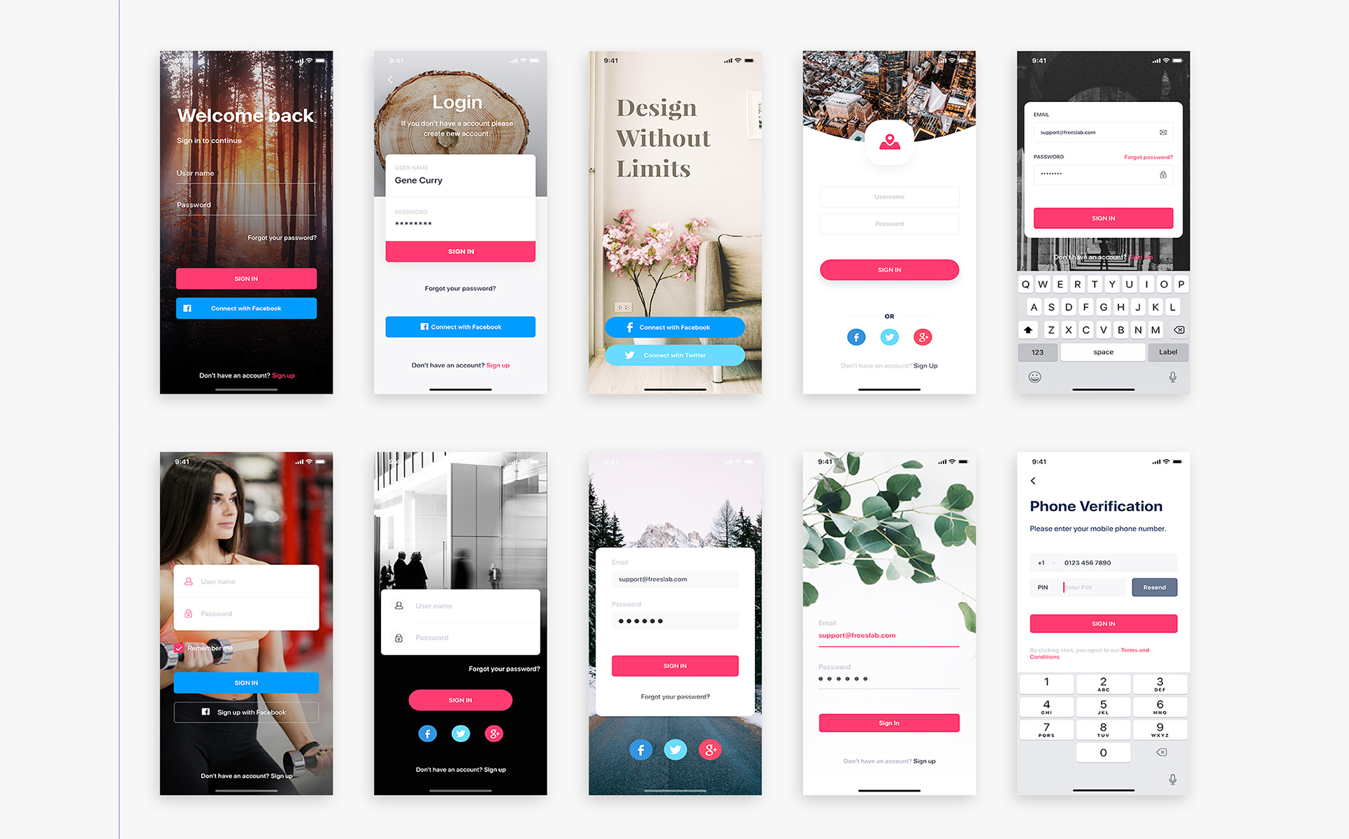 Download UI элементы "Prisma UI Kit " / Prisma UI Kit  - UI элементы на тему графика app ui social statistics articles interface ios material kit mobile login sign up profile map tracking menu on boarding
