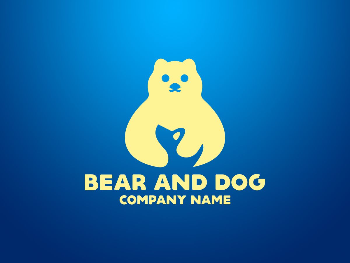 Download Шаблон логотипа "Bear and Dog Logo Template" / Bear and Dog Logo Template - Шаблон логотипа на тему графика animals app bank bear logo brand branding businessundefined clinic dog care park doggy dogs friend head