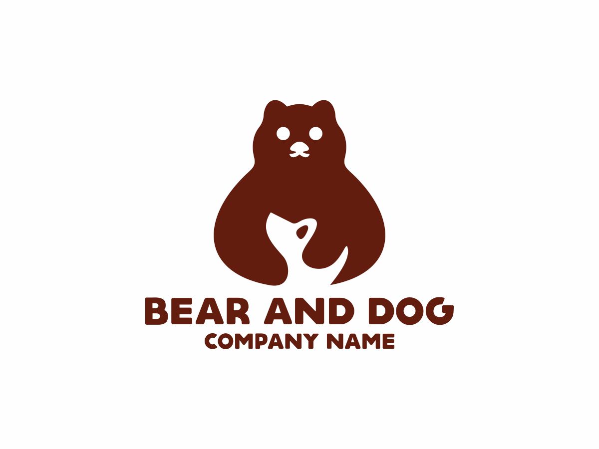 Download Шаблон логотипа "Bear and Dog Logo Template" / Bear and Dog Logo Template - Шаблон логотипа на тему графика animals app bank bear logo brand branding businessundefined clinic dog care park doggy dogs friend head