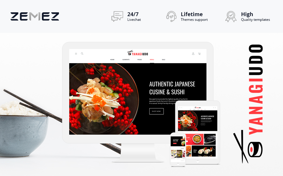 YanagiUdo - Japanese Restaurant Magento Theme