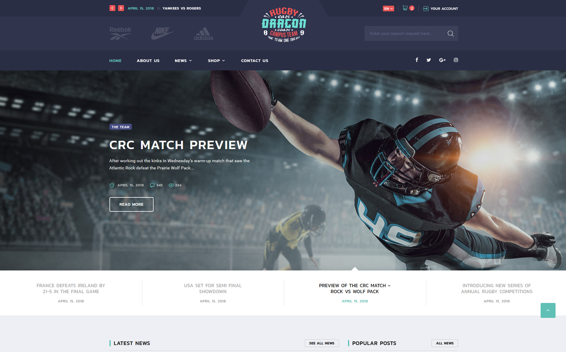 Sports Website Template