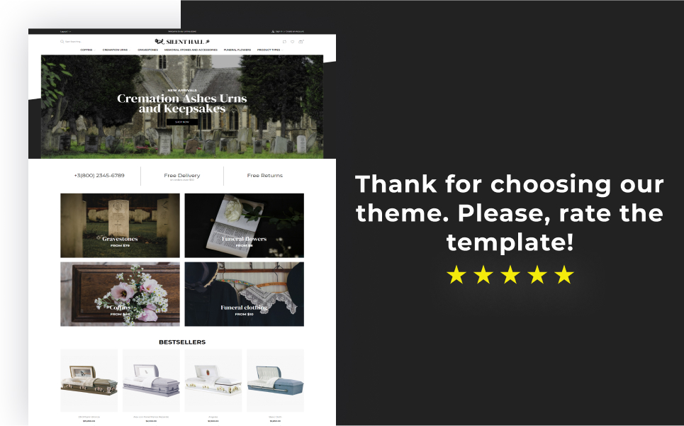 Silent Hall - Funeral Services eCommerce Template Magento Theme