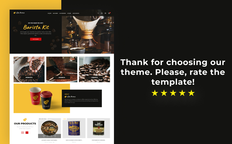 o`Joe Aroma - Coffee Online Shop Template PrestaShop Theme