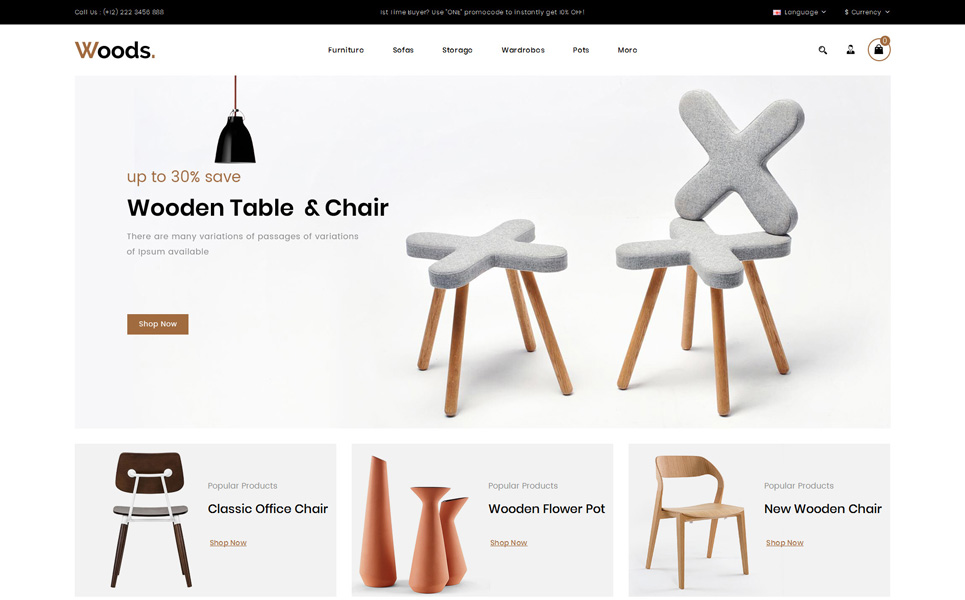 Woods Furniture Store Opencart Template