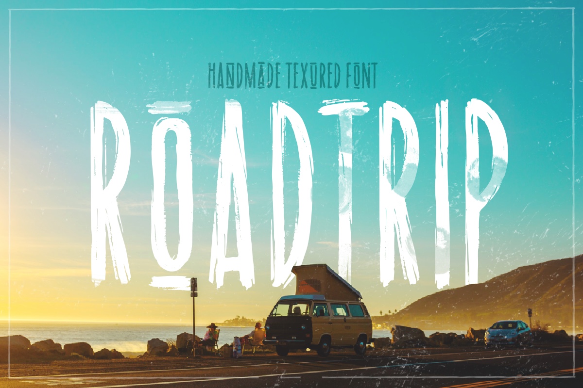 Download Шрифт "Road Trip, Dry Marker Textured Font" / Road Trip, Dry Marker Textured Font - Шрифт на тему графика handmade,brush,marker,texture,textured,bohemian,grunge,logo,drybrush,dry,stroke,branding,handlettered,hipster