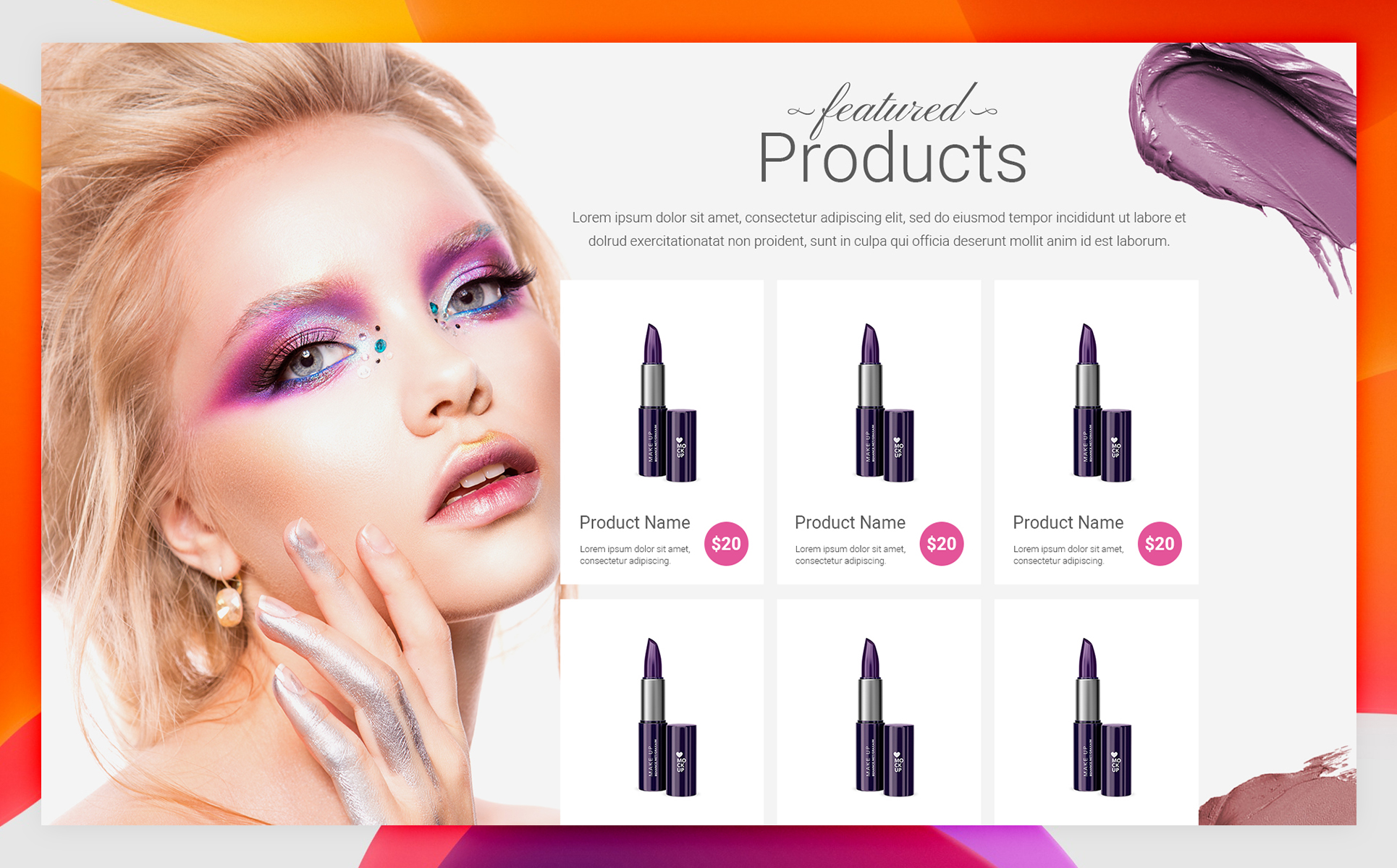 Download PSD шаблон "Beautiful Make Up Company - Creative Parallax Design PSD Template" / Beautiful Make Up Company - Creative Parallax Design PSD Template - PSD шаблон на тему графика barbershop beauty salon studio care facial hair hairstyle makeup manicure modern psd template salon psd stylish besalon booking color creative